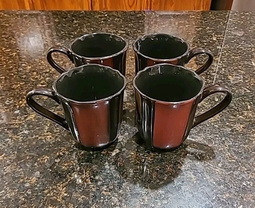 SET OF 4 Mikasa Gourmet Basics VALENCIA Stoneware 14 oz Mugs