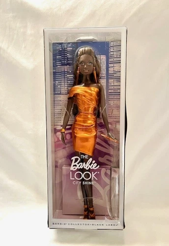 Barbie Look City Shine Black Label Collector's Gold Dress Barbie Doll Mattel NIB