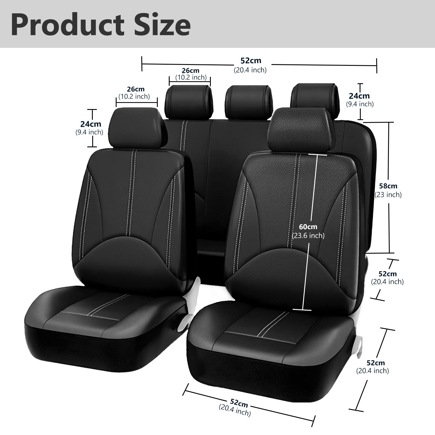 For MercedesBenz Full Set PU Leather Car Seat Covers 5Seats Front