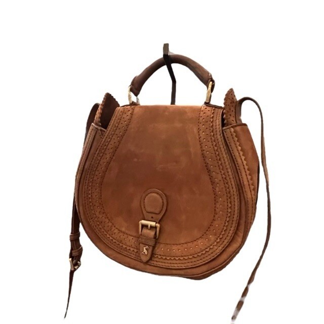 JOULES Dawcett Leather Saddle Bag Crossbody Handbag Brown Orange