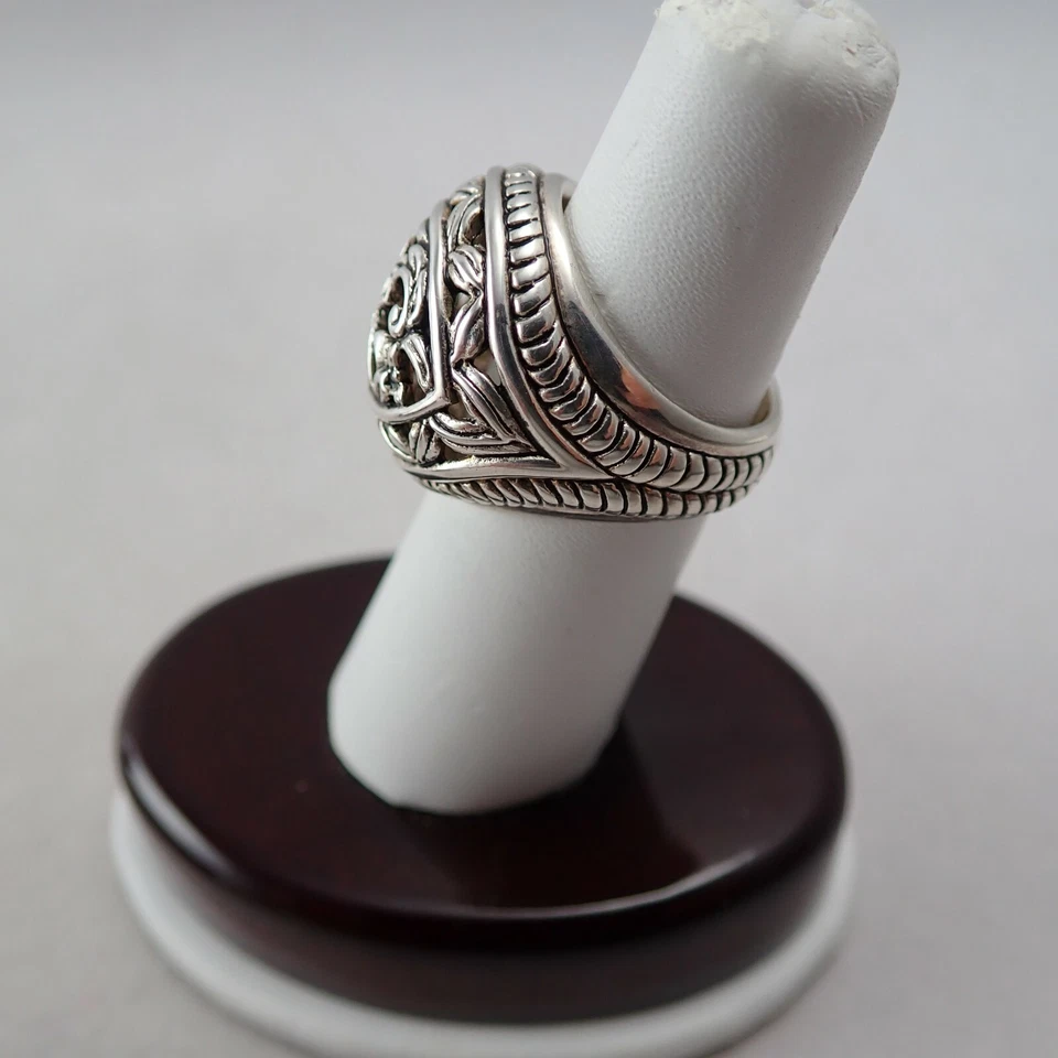 Anel ornamentado banhado a prata cúpula ornamentada tamanho 5 1/2 pesa PBELR02SP11 - Imagem 4 de 4