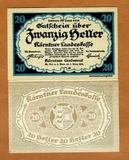Austria, Carinthia, 20 Heller, 1920, P-S107, UNC