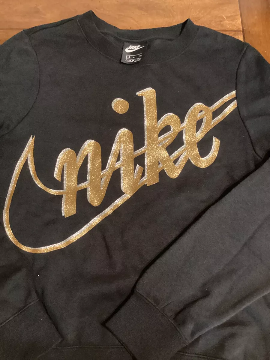 Black and gold nike sweatshirt women's cheap