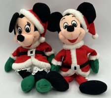 vintage Mickey and Minnie Santa bean bag plush 9" tall