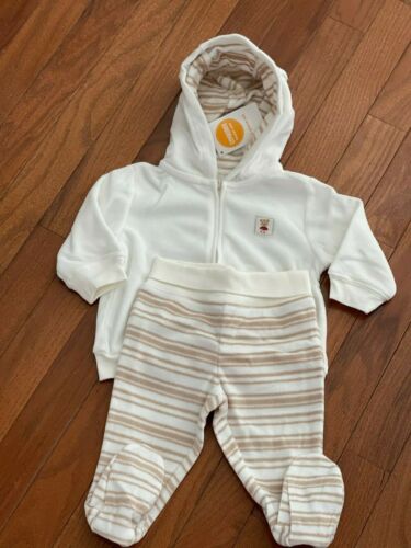 Gymboree Infant Girl Ivory Fleece Zippered Hoodie Footed Pant Set Size 3-6 mos