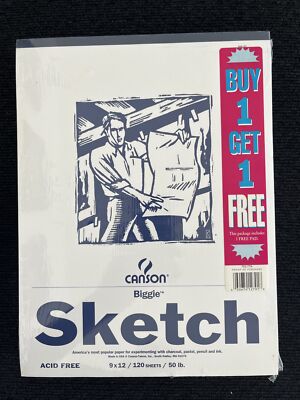 Canson Biggie Sketch Pad 9x12 Acid Free 50 lb. 120 Sheets~ New