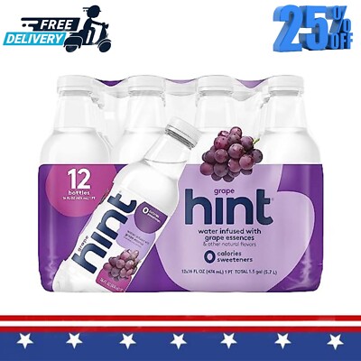 Pure Water Infused with Grape, Zero Sugar, Zero Calories, 16 Fl Oz (Pack of 12)