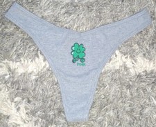 VS pink cotton ribbed thong Panty NEW SIZE small embroidered shamrock logo
