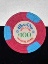 (BEAUTIFUL) SANDS $100 CASINO CHIP POKER CHIP BLANK BACK LAS VEGAS NEVADA