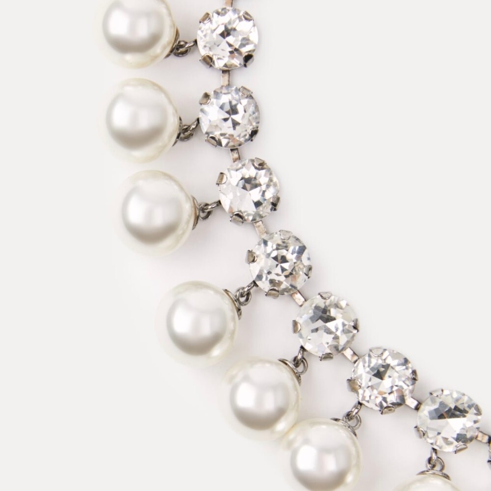 ZARA DOUBLE PEARL AND JEWEL RHINESTONE NECKLACE NWT | eBay