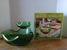 Vintage 3 Pc Anchor Hocking Chip and Dip Set Accent Modern Spearmint G200/119