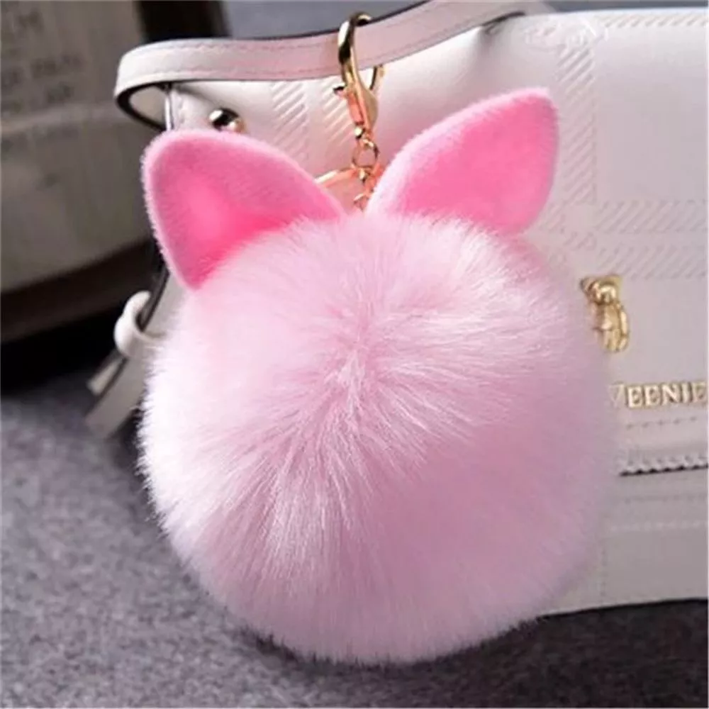 Pom pom store bunny keychain