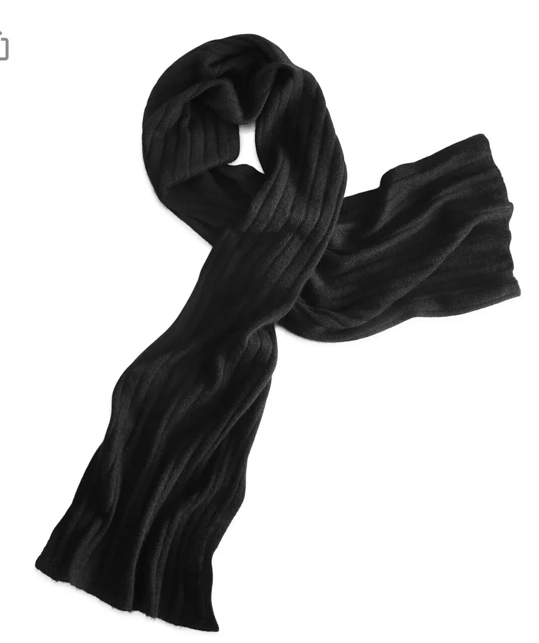 Charter Club Ribbed Cashmere Muffler Scarf Classic Black ONE SIZE