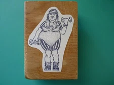Chubby Woman Exercising, Large RBBB Rubber Stamp - Self Mounted