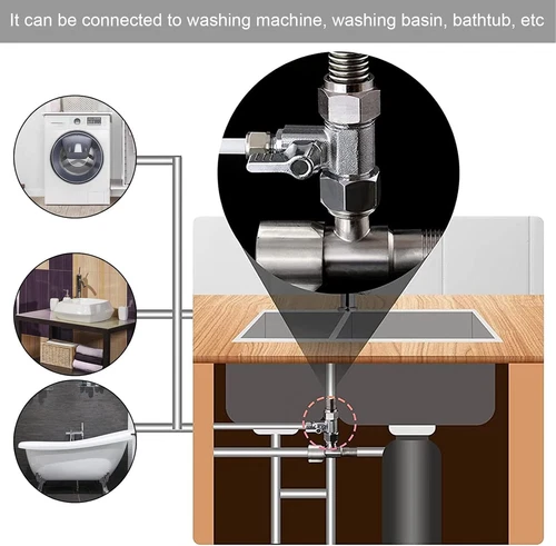 2 in 1 Wasseranschluss Kühlschrank Adapter T-stück mit Absperrhahn Absperrventil - Bild 16 von 18