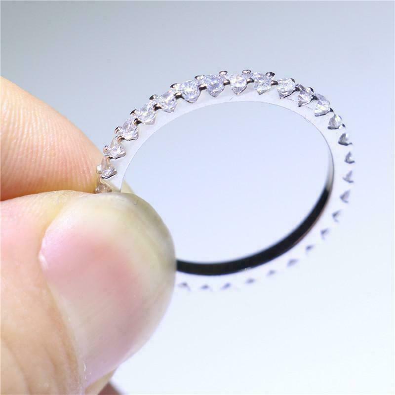 Eternity Engagement Band 0.75 ct Round Diamond Silver VVS1/D Lab