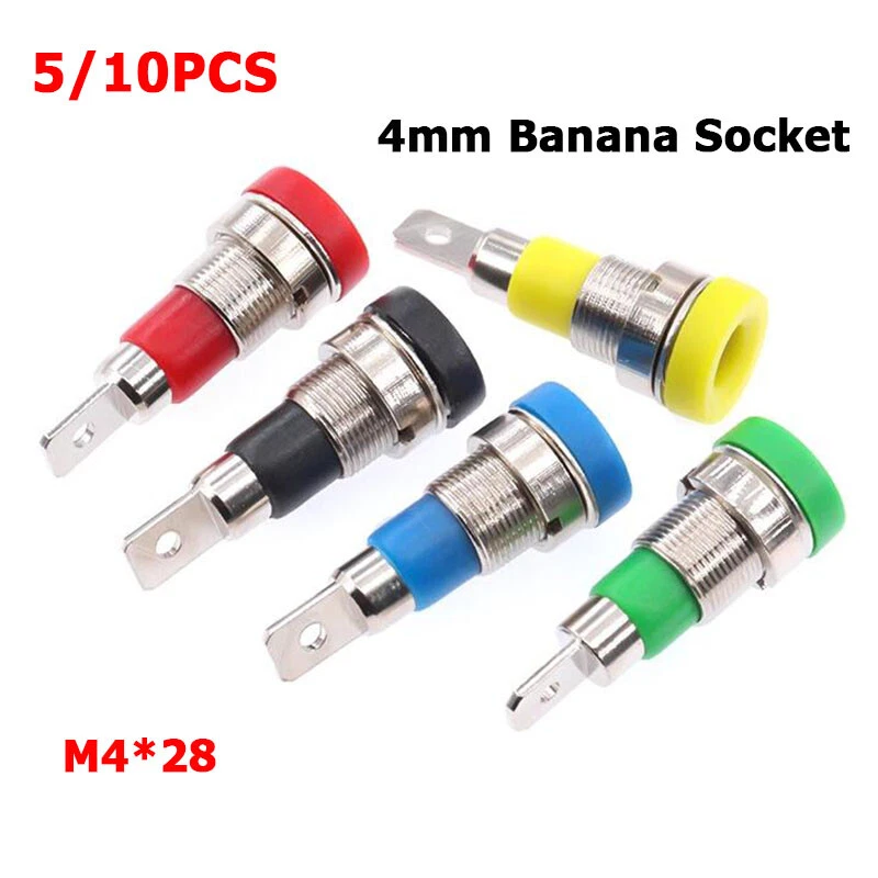 5/10Pcs Brass 4mm Banana Female Socket 24A Panel Mount Test Jack Connector M4*28 - Image 2 of 4