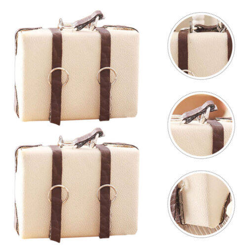 2pcs Doll House Miniature Luggage Mini Trunk Case Doll Furniture Mini Suitcase