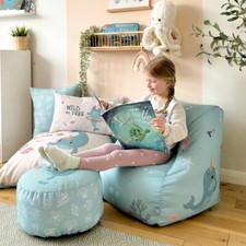 rucomfy | Printed Under The Sea Kids Snuggle Chair | Pre-Filled Beanbag
