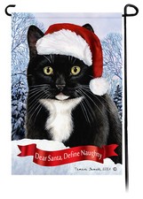 Tuxedo Cat Dear Santa, Define Naughty Garden Flag