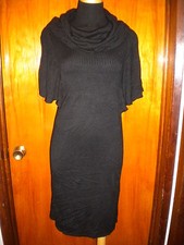 Macy's Studio M Black Cowl Neck Sweater Dress Flutter Sleeve Sz Small S NWT $118