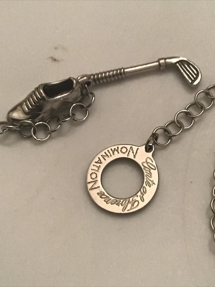 "Collar Conte of Florence Nomination de plata de ley de 18"" con club de golf y zapato" Foto 2 de 4