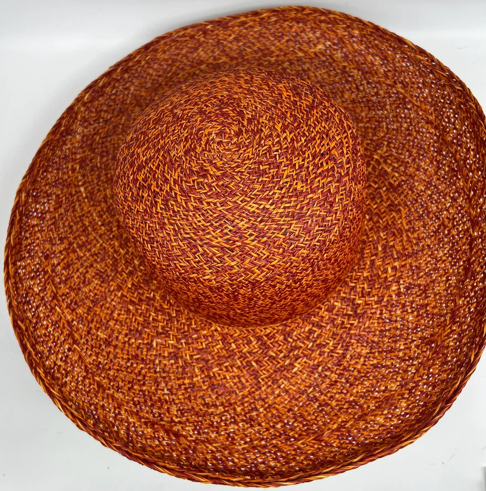 Kokin New york Red ornage yellow straw large brim sun hat - Image 4 of 4