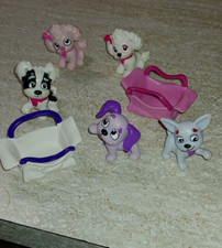 5 PVC Hasbro Fancy Pups  Time to Go Pups Pound Puppies  2 Baskets