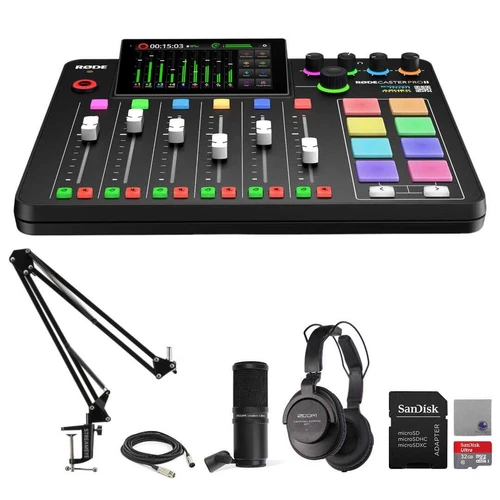 Rode RODECaster Pro II Audio Production Studio Bundle with 2x Zoom ZDM-1 PMP's