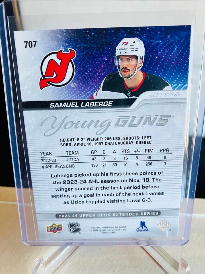 202324 UPPER DECK EXTENDED HOCKEY YOUNG GUNS ROOKIE CARD SP 707 SAMUEL LABERGE eBay