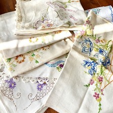 Vtg Embroidered Pieces For Crafts Cutters Lot...