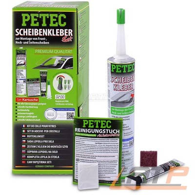 PETEC SCHEIBENKLEBER-SET 310ml KARTUSCHE FRONTSCHEIBE HECKSCHEIBE 83333 