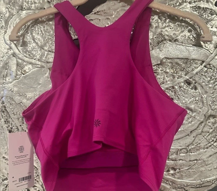 Новый Athleta женский размер средний сознательный укороченный бюстгальтер в Fuschia бюстгальтер с высоким воротником - Изображение 4 из 4