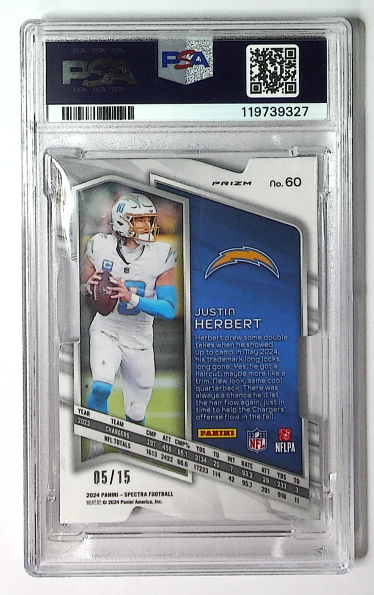 2024 Panini Spectra - Justin Herbert #60 Neon Orange Prizm Die-Cut