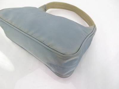 Authentic PRADA Lavender Blue Nylon Pouch Tote Hand Bag Purse