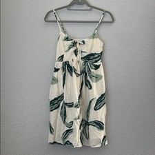 Nine West Green and Cream Leaf Print Midi Dress Size Xsmall