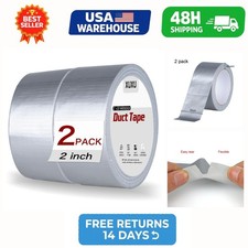2 Pack Silver Duct Tape Heavy Duty Waterproof, Strong Adhesive for Indoor Out...
