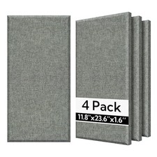 Fiberglass Acoustic Wall Panels 4 Pack, 11.8'' x 23.6'' 12x24 4Pack Dark Gray