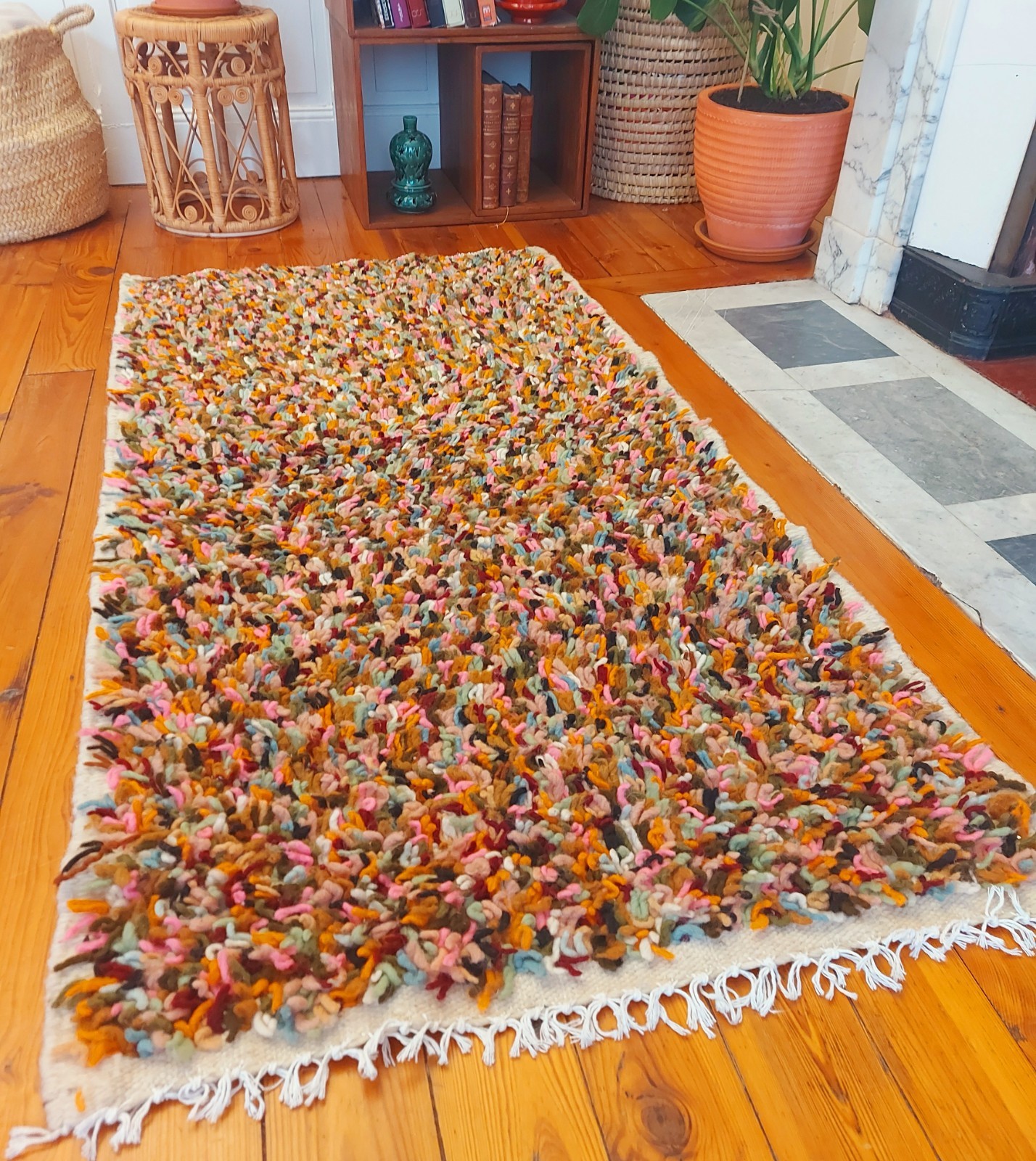 Tapis berbère en laine de mouton fait main 150x80 cm