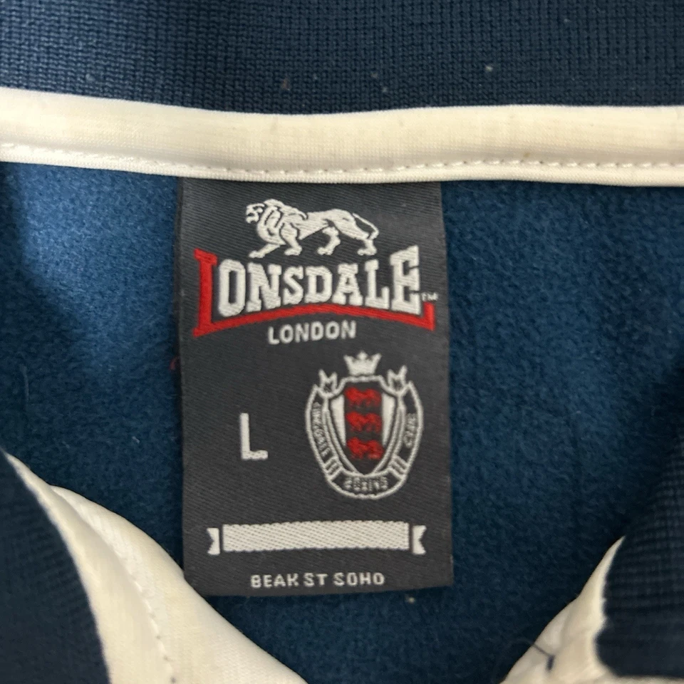 Chaqueta de Pista Lonsdale London - Azul Marino y Blanco - Retro Y2K Atlética Cremallera Foto 4 de 4