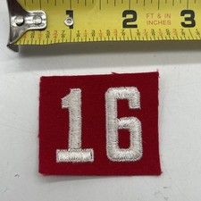 Vintage Boy Scout Troop Number 16 Patch Felt Cut Red White Number Tab Patch