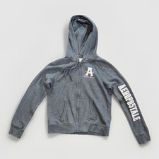 Aeropostale Full Zip Hoodie Women's M Gray And Pink Hooded Sweatshirt Jacket
