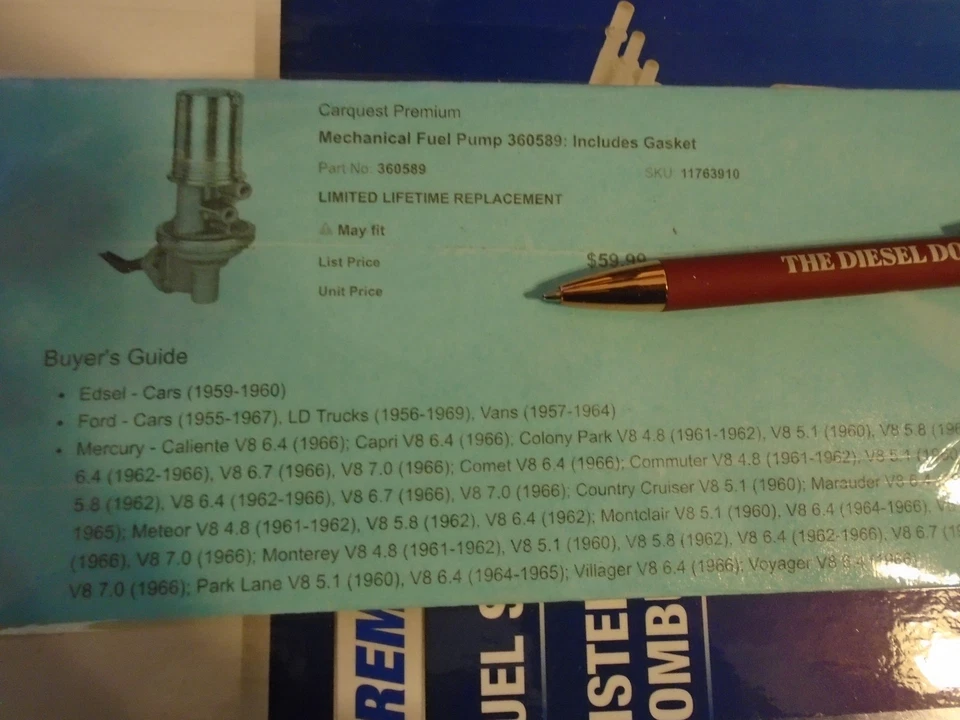 Bomba de combustible Ford Mercury Country Custom Galaxie Pickup 59-62 360589 Foto 4 de 4