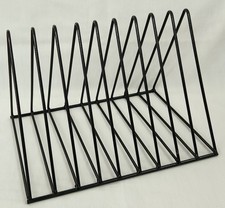 Black Metal Record Album Rack Holder Tabletop Triangle Vinyl Storage Vintage