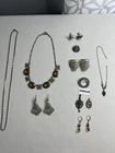VINTAGE ART DECO JEWELRY LOT 11pcs STERLING SILVER DANECRAFT NECKLACE 1 REPAIR