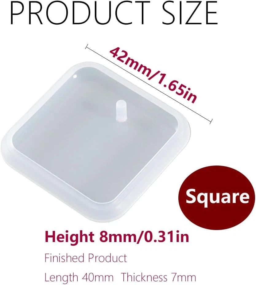 Moldes cuadrados para fundición de joyas, colgante de silicona semitransparente 20 piezas Foto 3 de 4