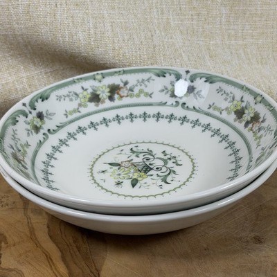 Royal Doulton Provencal Green England English China Set Of 2 Soup, Cereal Bowls