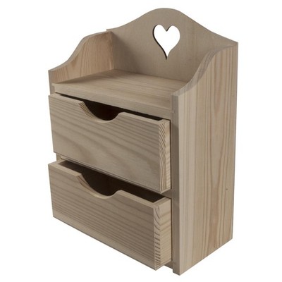 Deko Mini Kommode aus Holz | Schmuckkästchen Organizer Herzausschnitt