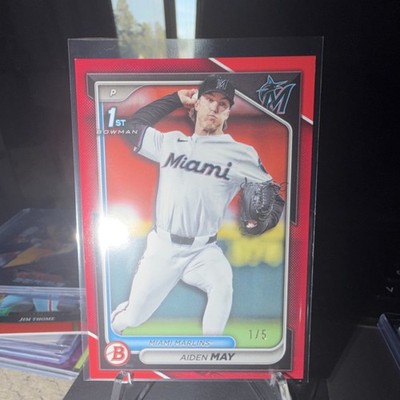 Aiden May 2024 Bowman Draft Red 1st Bowman Rookie #BD-91 Miami Marlins 1/5
