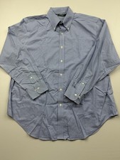 Lauren Ralph Lauren Dress Shirt Mens 17.5 34/35 Blue Gingham Classic Non Iron